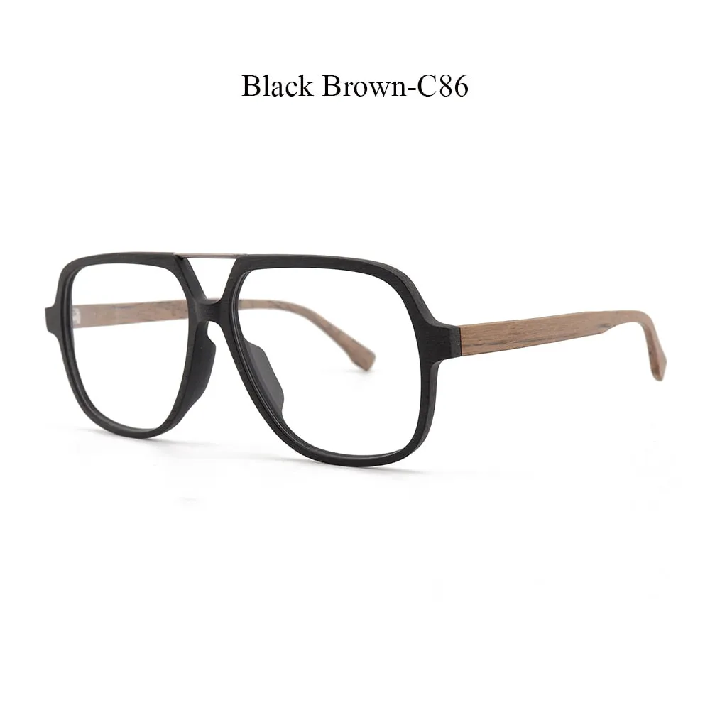 Hdcrafter Unisex Full Rim Eyeglasses Wooden Oversized Ps8210