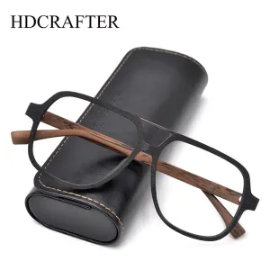Hdcrafter Unisex Full Rim Eyeglasses Wooden Oversized Ps8210