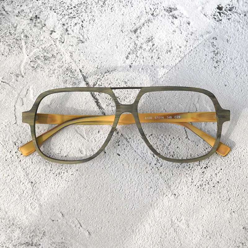 Hdcrafter Unisex Full Rim Eyeglasses Wooden Oversized Ps8210