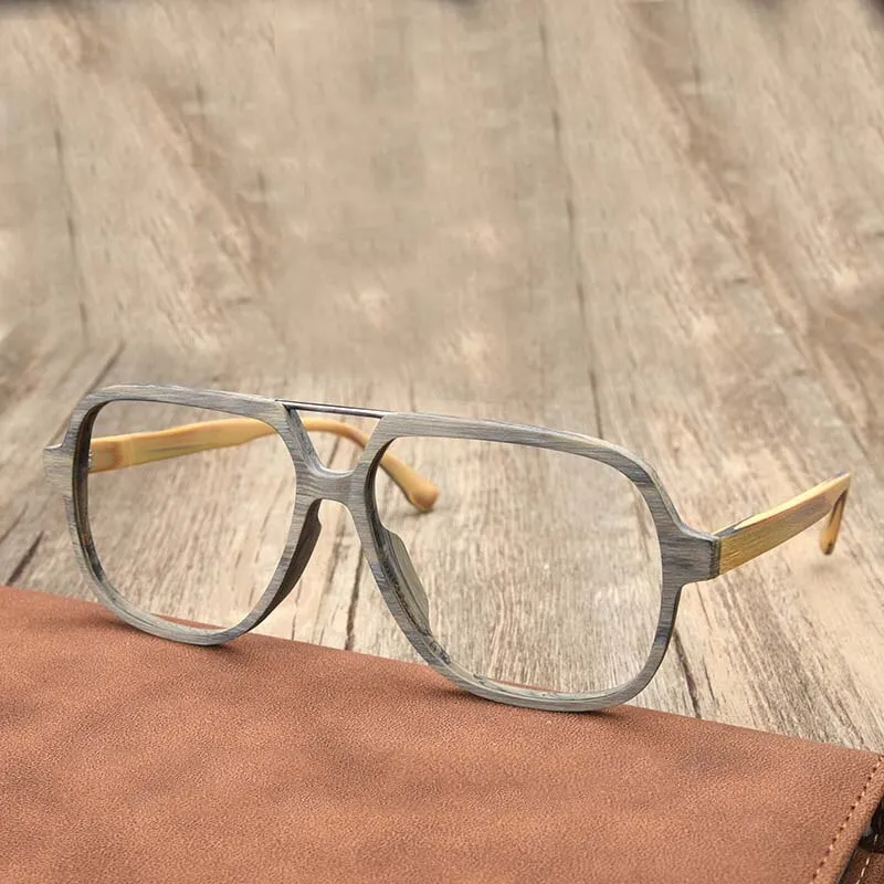 Hdcrafter Unisex Full Rim Eyeglasses Wooden Oversized Ps8210