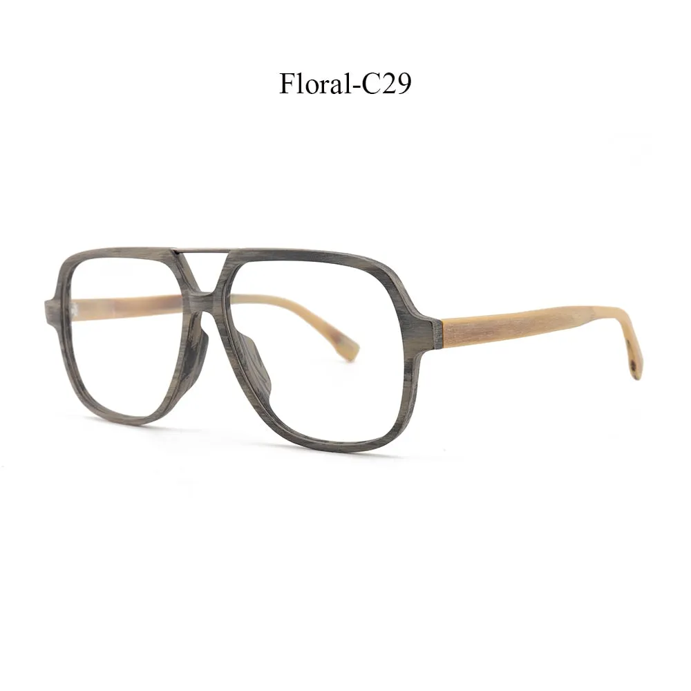 Hdcrafter Unisex Full Rim Eyeglasses Wooden Oversized Ps8210