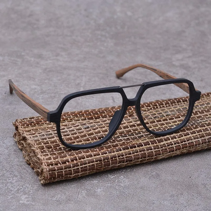Hdcrafter Unisex Full Rim Eyeglasses Wooden Oversized Ps8210