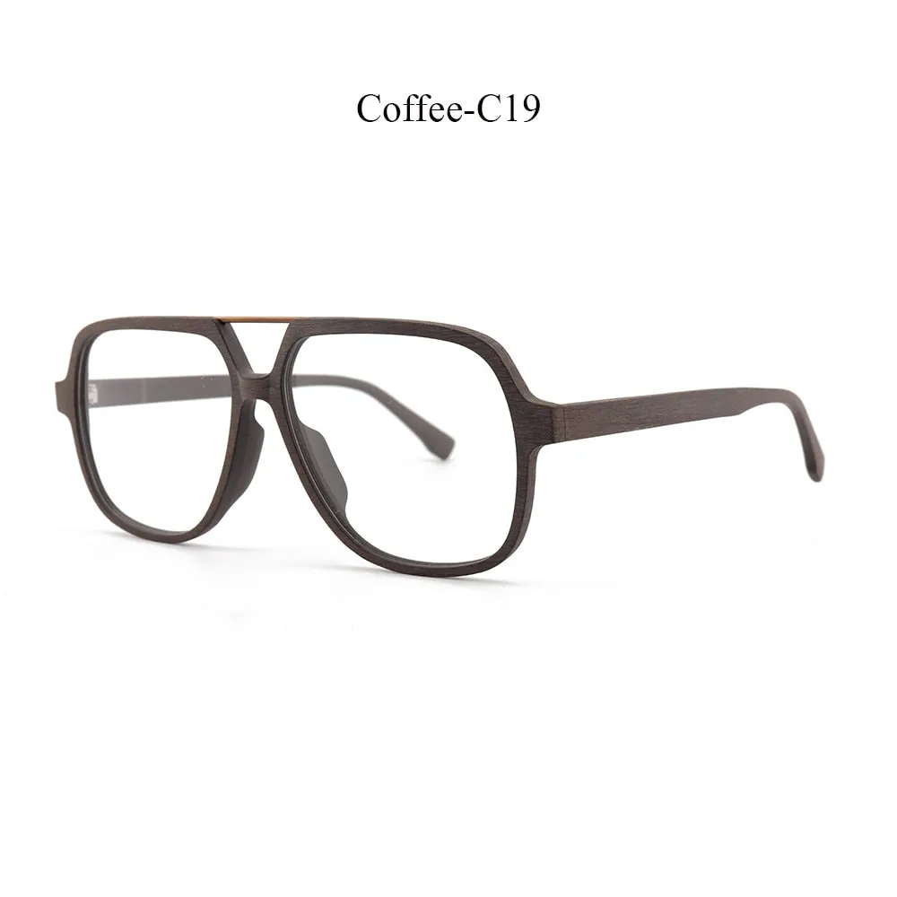 Hdcrafter Unisex Full Rim Eyeglasses Wooden Oversized Ps8210
