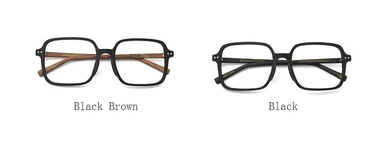 Hdcrafter Unisex Full Rim Oversized Square Wood Frame Eyeglasses 9105