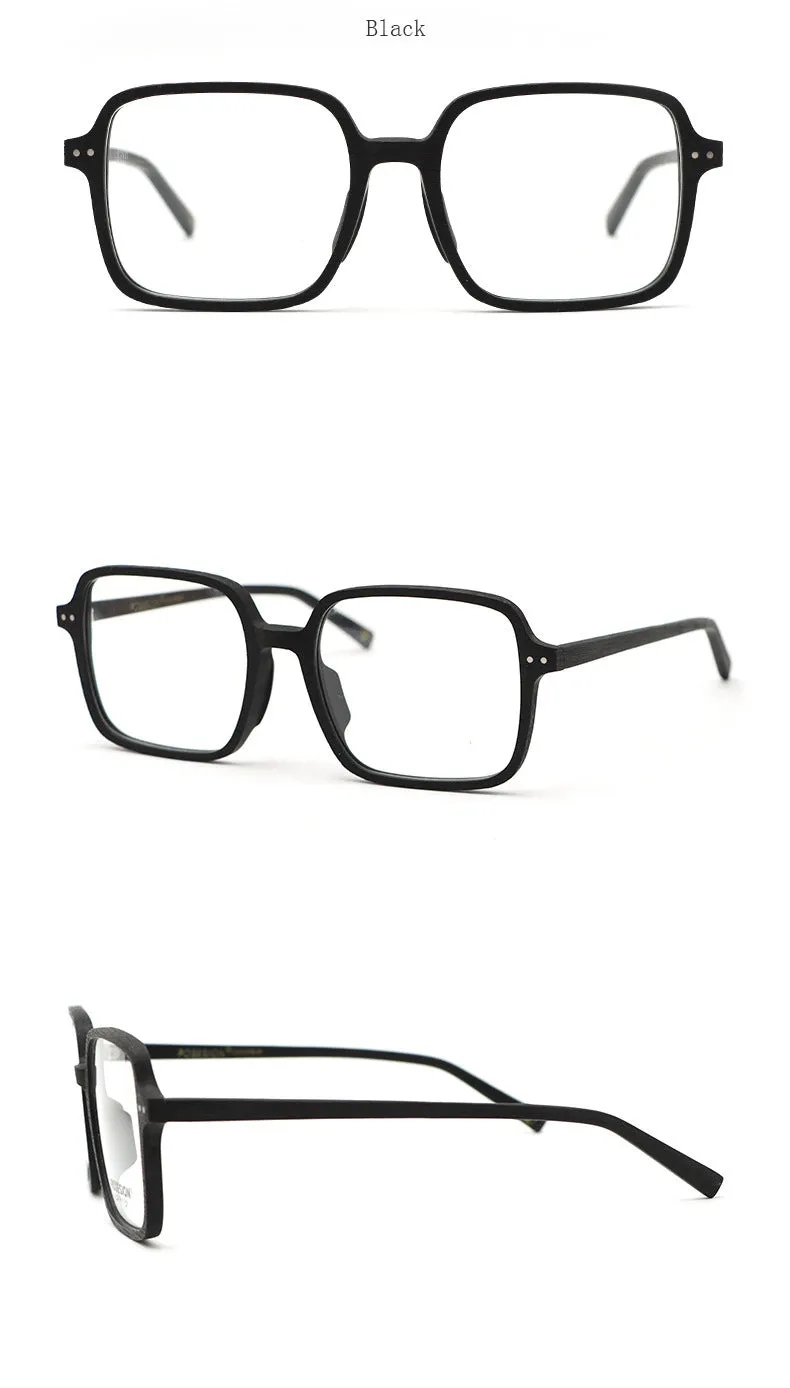 Hdcrafter Unisex Full Rim Oversized Square Wood Frame Eyeglasses 9105