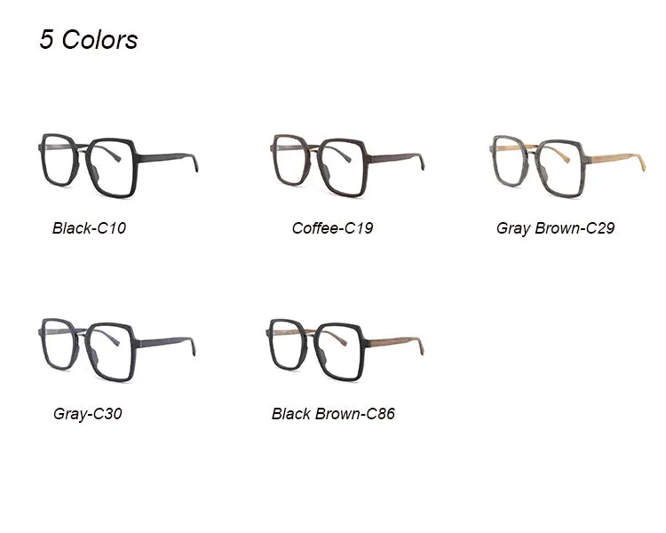 Hdcrafter Unisex Full Rim Polygonal Wood Frame Eyeglasses 6109