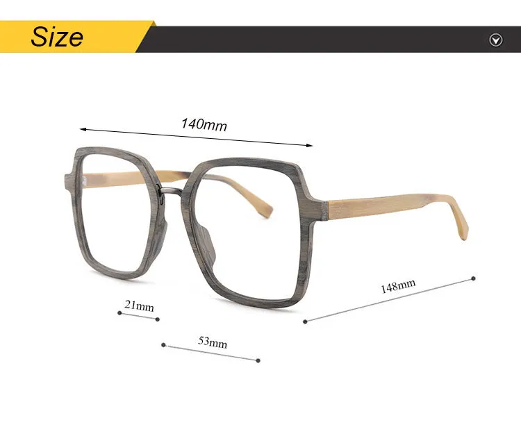 Hdcrafter Unisex Full Rim Polygonal Wood Frame Eyeglasses 6109