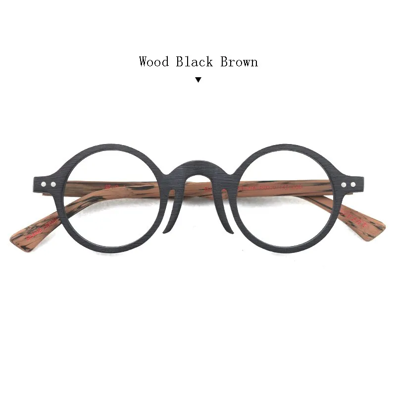 Hdcrafter Unisex Full Rim Round Acetate Wood Frame Eyeglasses Ft1906