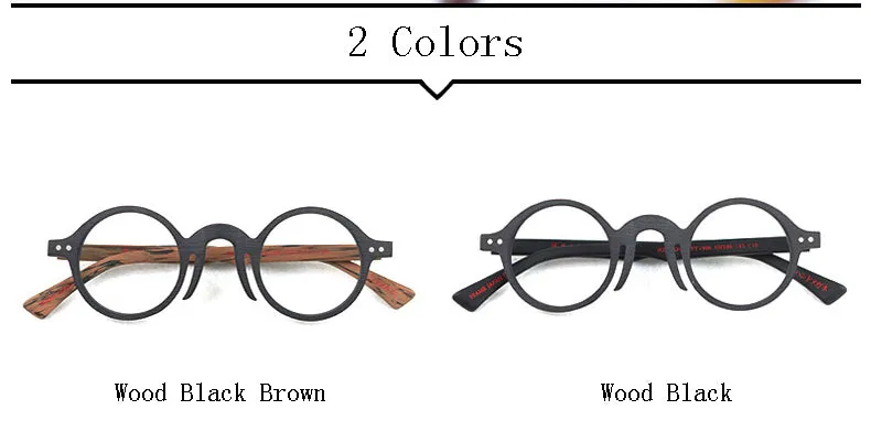 Hdcrafter Unisex Full Rim Round Acetate Wood Frame Eyeglasses Ft1906