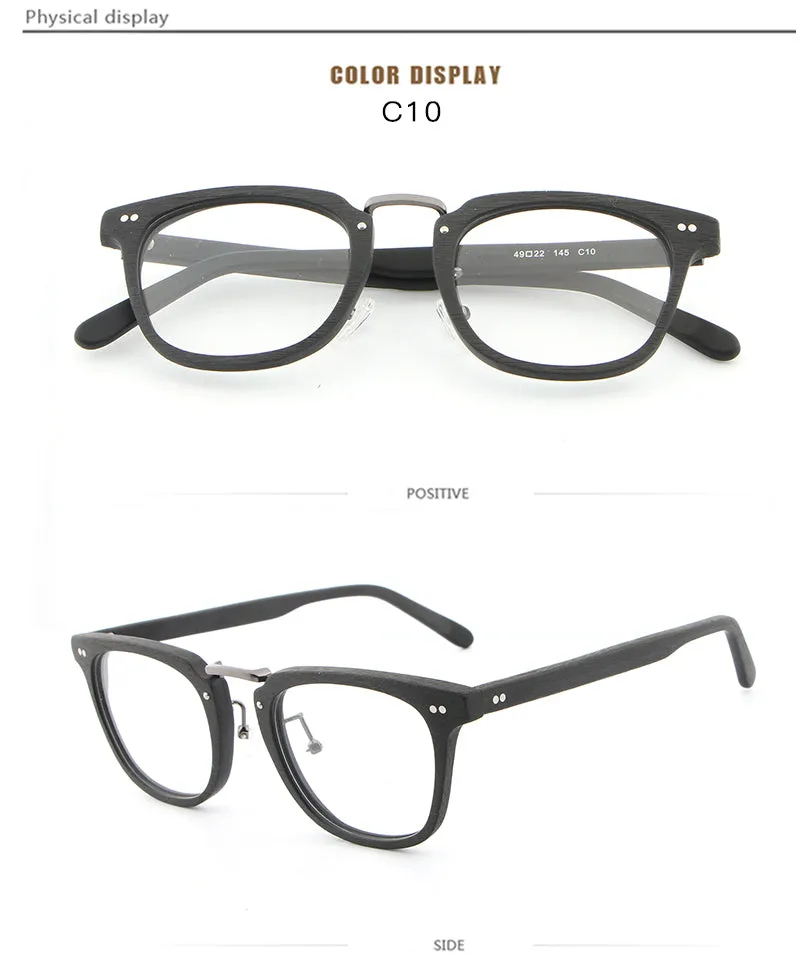 Hdcrafter Unisex Full Rim Square Round Wood Frame Eyeglasses Lbh025