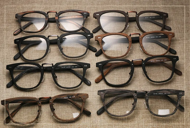 Hdcrafter Unisex Full Rim Square Round Wood Frame Eyeglasses Lbh025