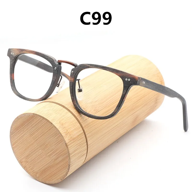 Hdcrafter Unisex Full Rim Square Round Wood Frame Eyeglasses Lbh025
