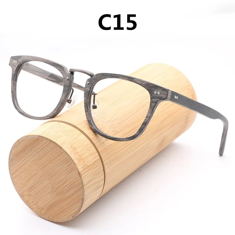 Hdcrafter Unisex Full Rim Square Round Wood Frame Eyeglasses Lbh025