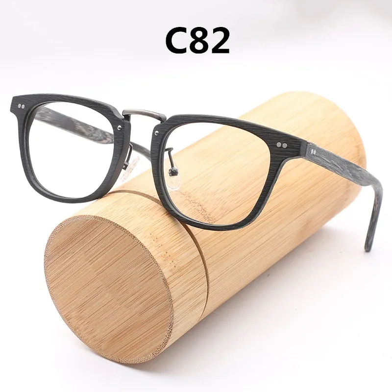 Hdcrafter Unisex Full Rim Square Round Wood Frame Eyeglasses Lbh025