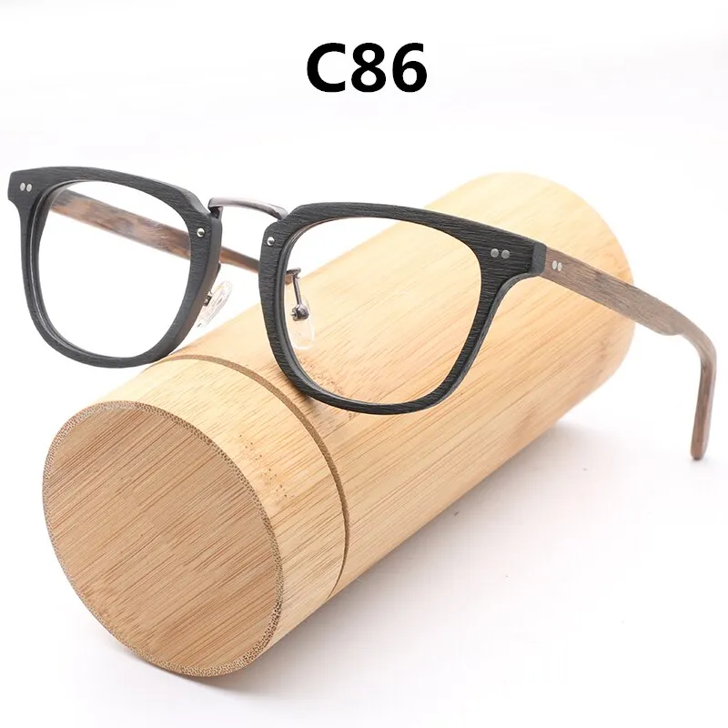 Hdcrafter Unisex Full Rim Square Round Wood Frame Eyeglasses Lbh025