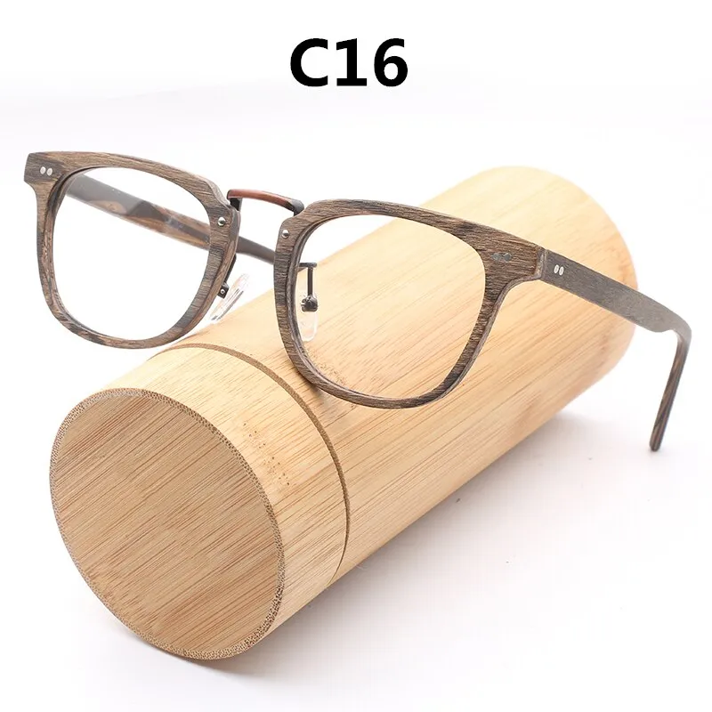 Hdcrafter Unisex Full Rim Square Round Wood Frame Eyeglasses Lbh025
