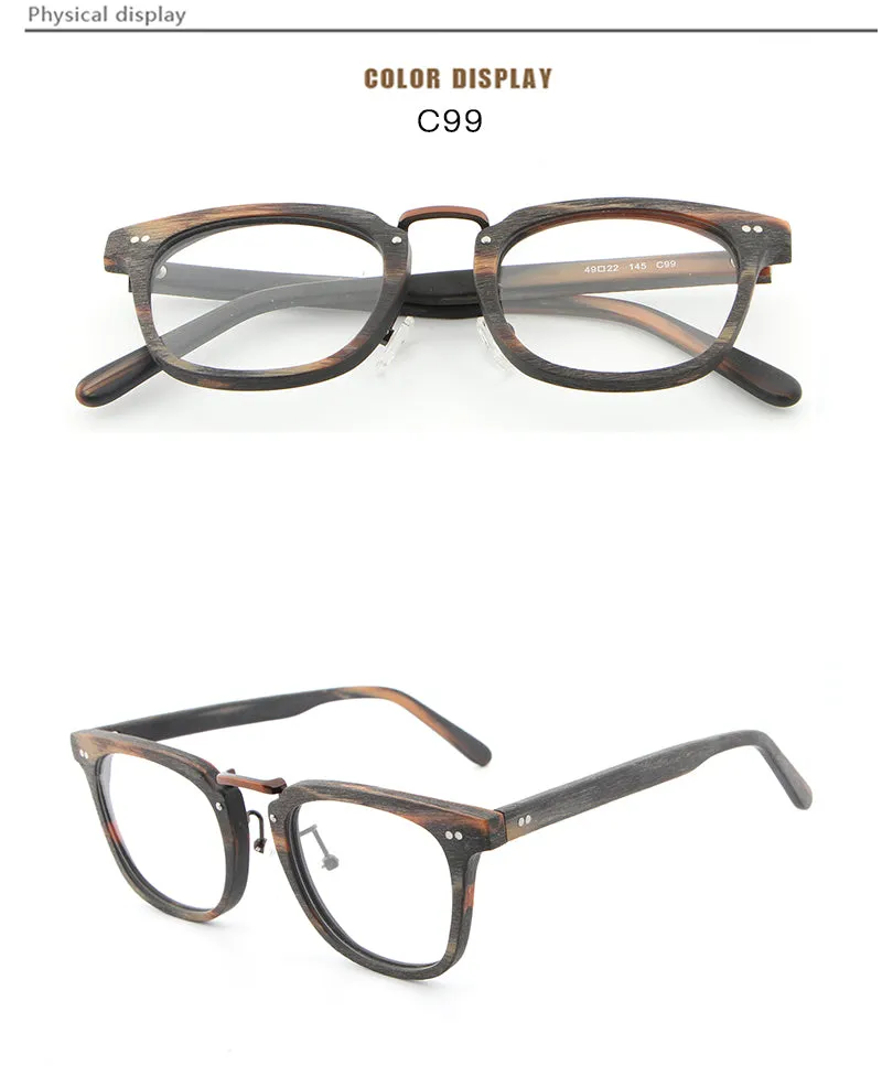 Hdcrafter Unisex Full Rim Square Round Wood Frame Eyeglasses Lbh025