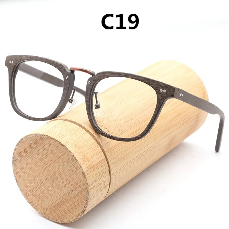 Hdcrafter Unisex Full Rim Square Round Wood Frame Eyeglasses Lbh025