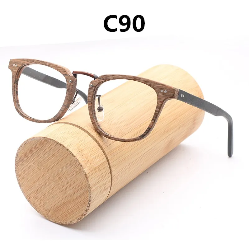Hdcrafter Unisex Full Rim Square Round Wood Frame Eyeglasses Lbh025