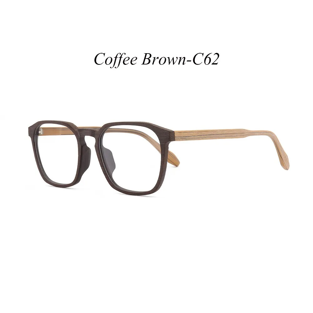Hdcrafter Unisex Full Rim Square Wood Alloy Eyeglasses 1692