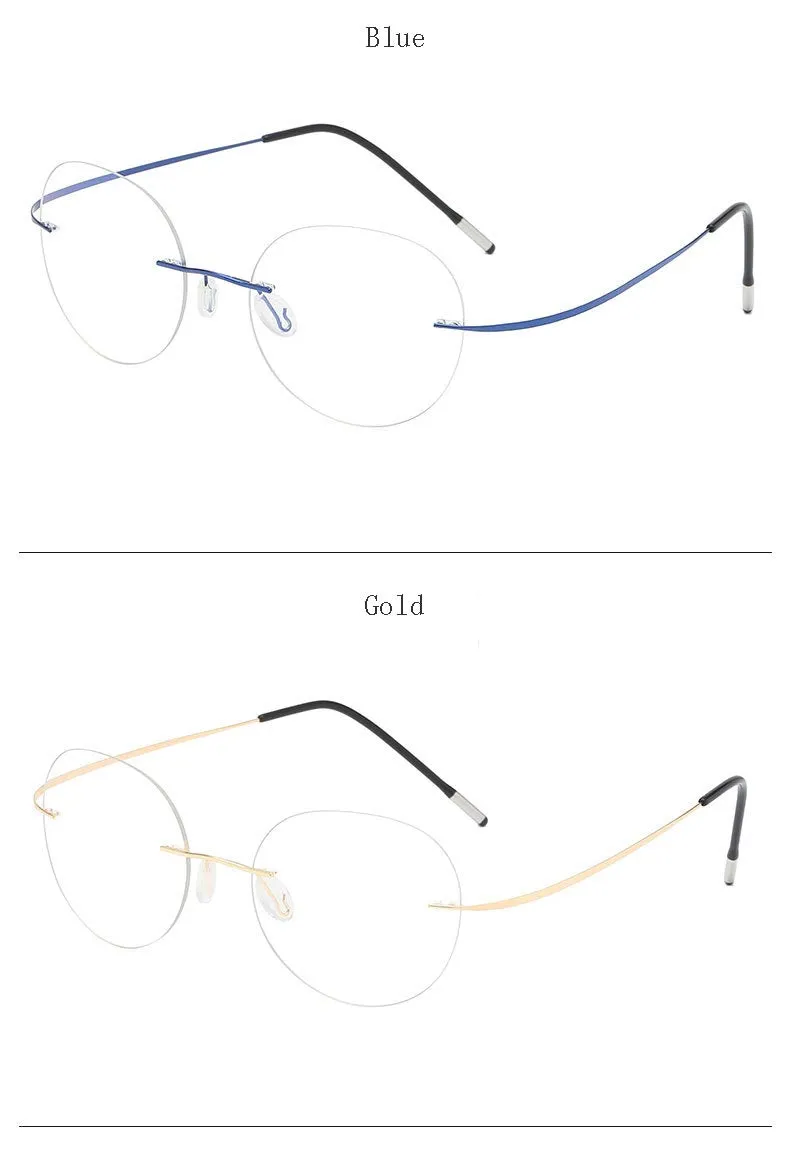 Hdcrafter Unisex Rimless Polygon Round Titanium Frame Eyeglasses 6001-6002