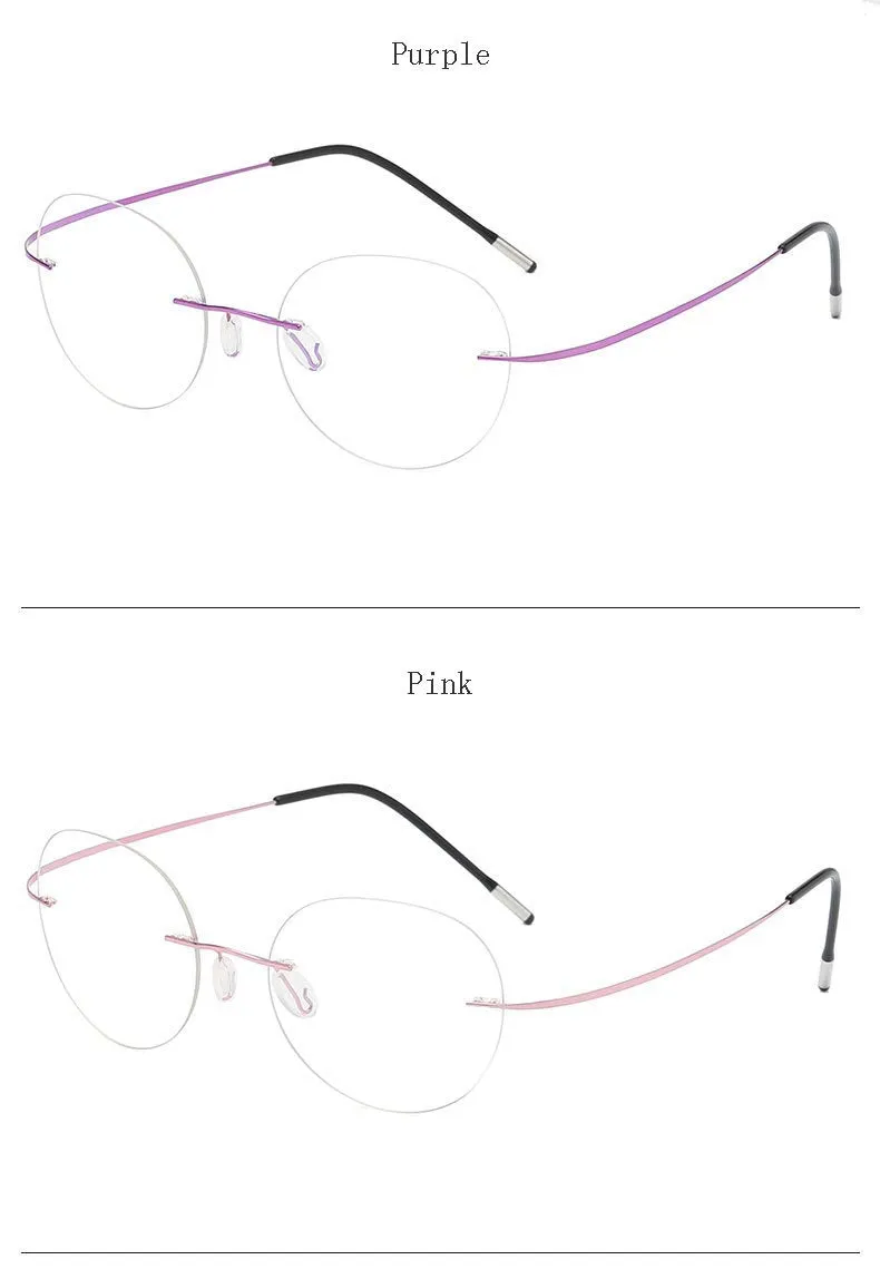 Hdcrafter Unisex Rimless Polygon Round Titanium Frame Eyeglasses 6001-6002