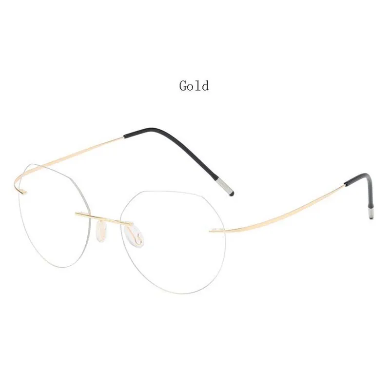 Hdcrafter Unisex Rimless Polygon Round Titanium Frame Eyeglasses 6001-6002