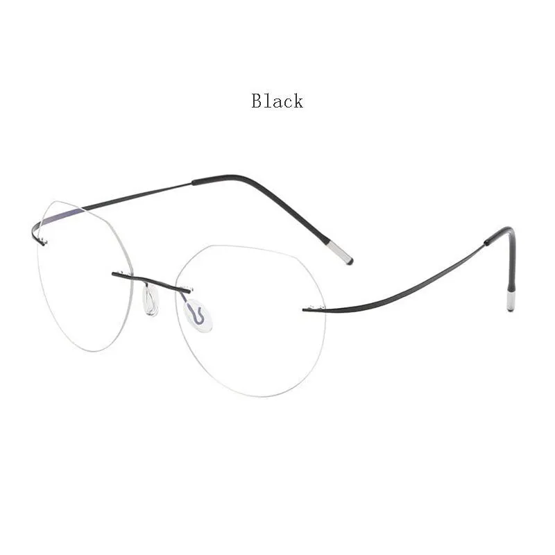 Hdcrafter Unisex Rimless Polygon Round Titanium Frame Eyeglasses 6001-6002