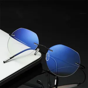 Hdcrafter Unisex Rimless Polygon Round Titanium Frame Eyeglasses 6001-6002