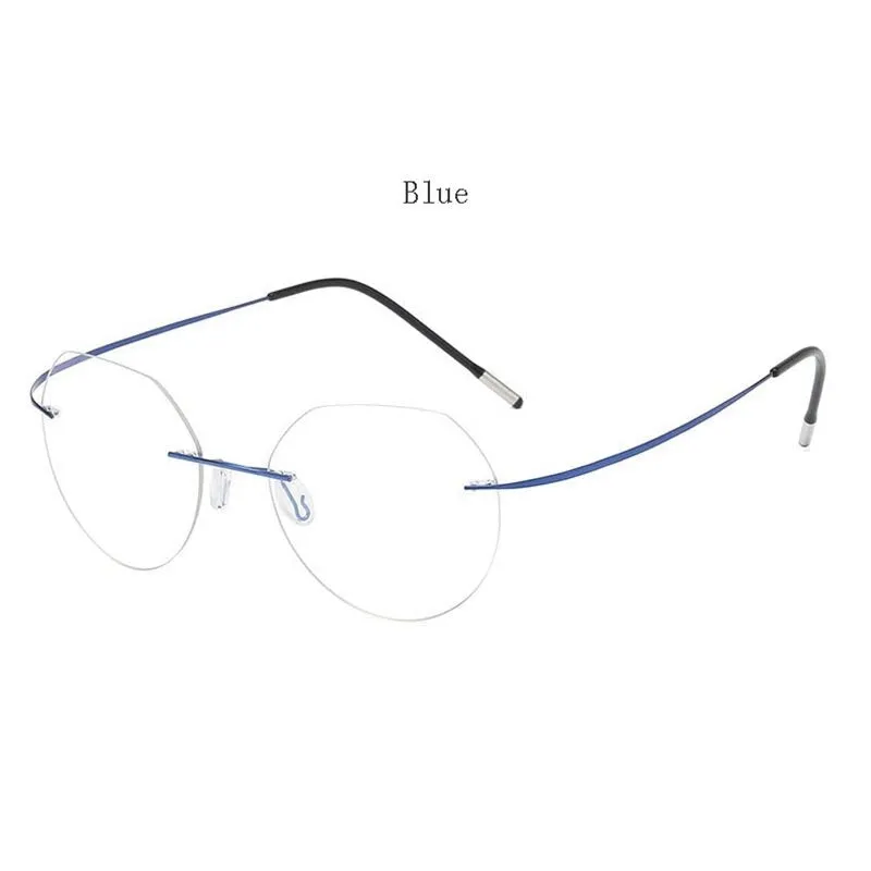 Hdcrafter Unisex Rimless Polygon Round Titanium Frame Eyeglasses 6001-6002