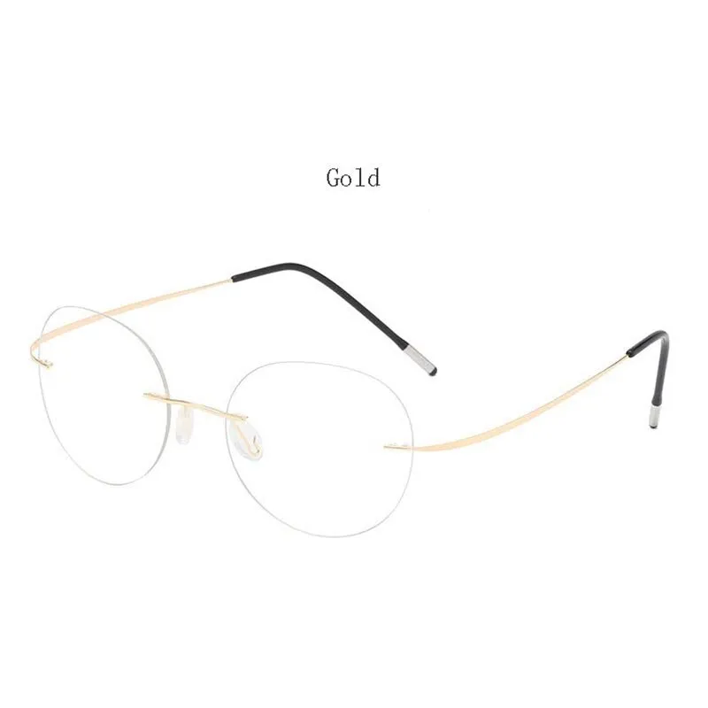 Hdcrafter Unisex Rimless Polygon Round Titanium Frame Eyeglasses 6001-6002