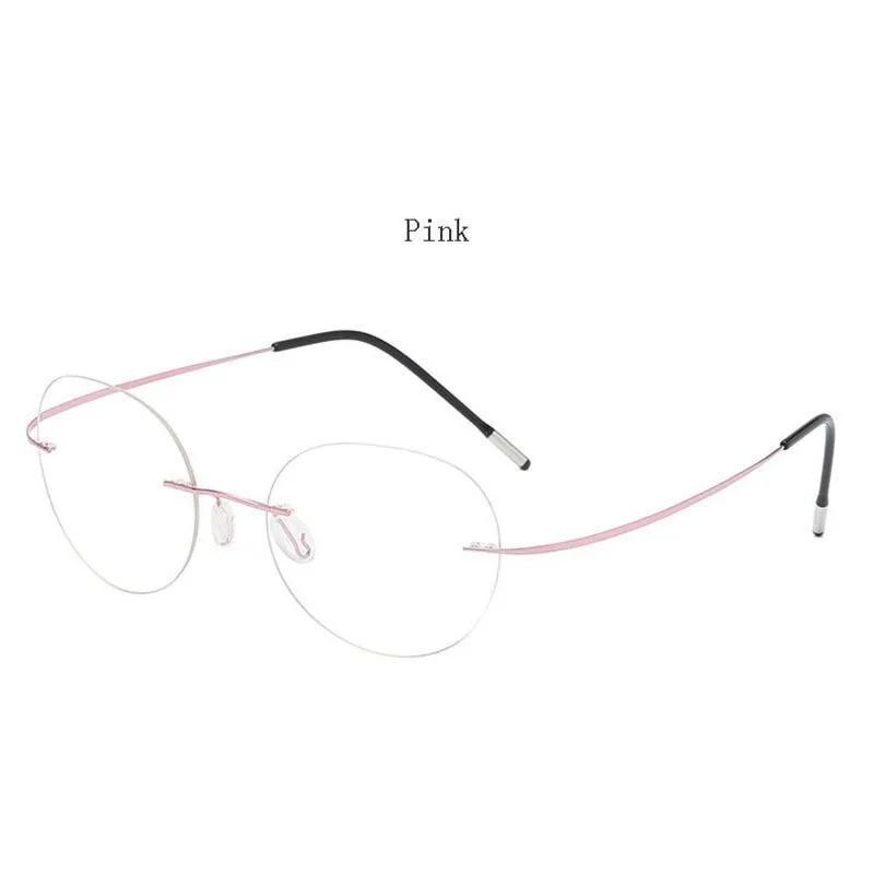 Hdcrafter Unisex Rimless Polygon Round Titanium Frame Eyeglasses 6001-6002