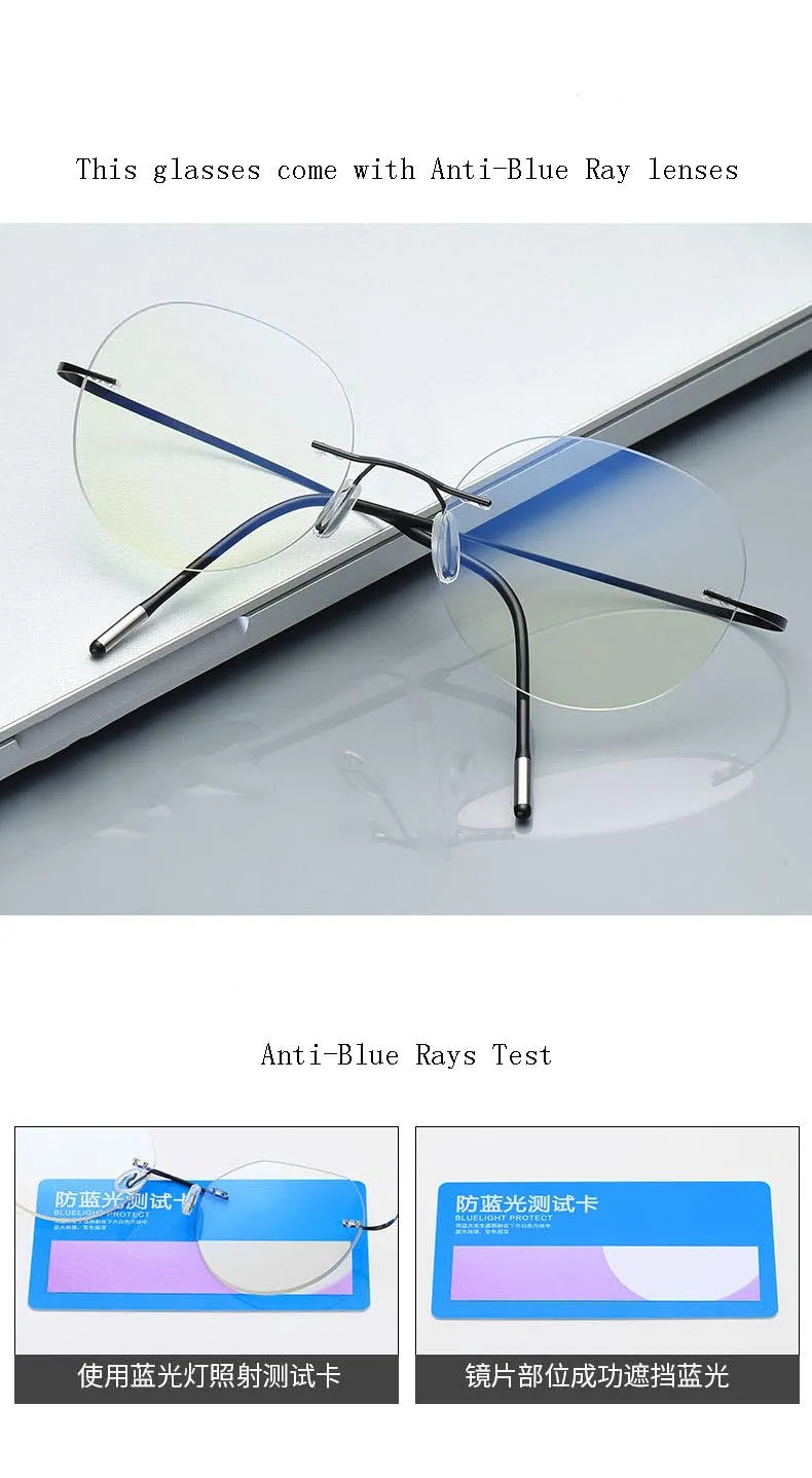 Hdcrafter Unisex Rimless Polygon Round Titanium Frame Eyeglasses 6001-6002