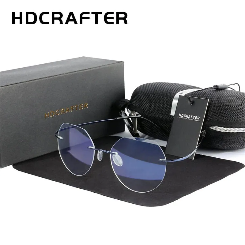 Hdcrafter Unisex Rimless Polygon Round Titanium Frame Eyeglasses 6001-6002