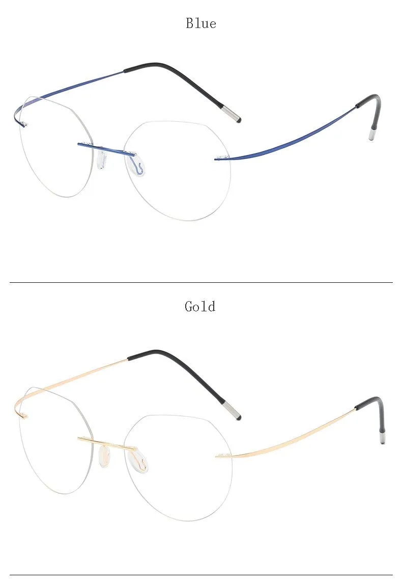 Hdcrafter Unisex Rimless Polygon Round Titanium Frame Eyeglasses 6001-6002
