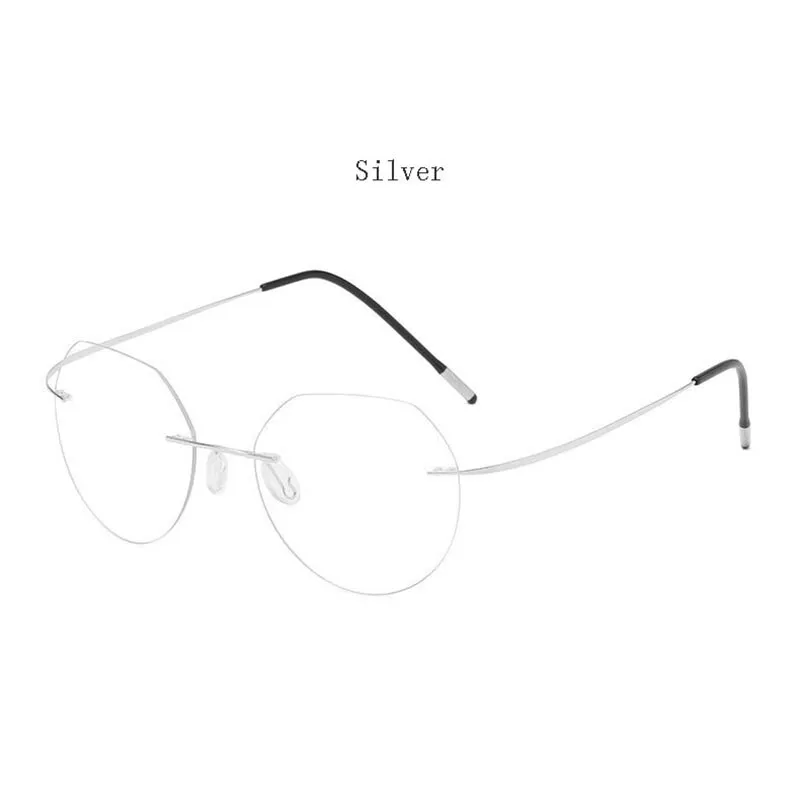 Hdcrafter Unisex Rimless Polygon Round Titanium Frame Eyeglasses 6001-6002