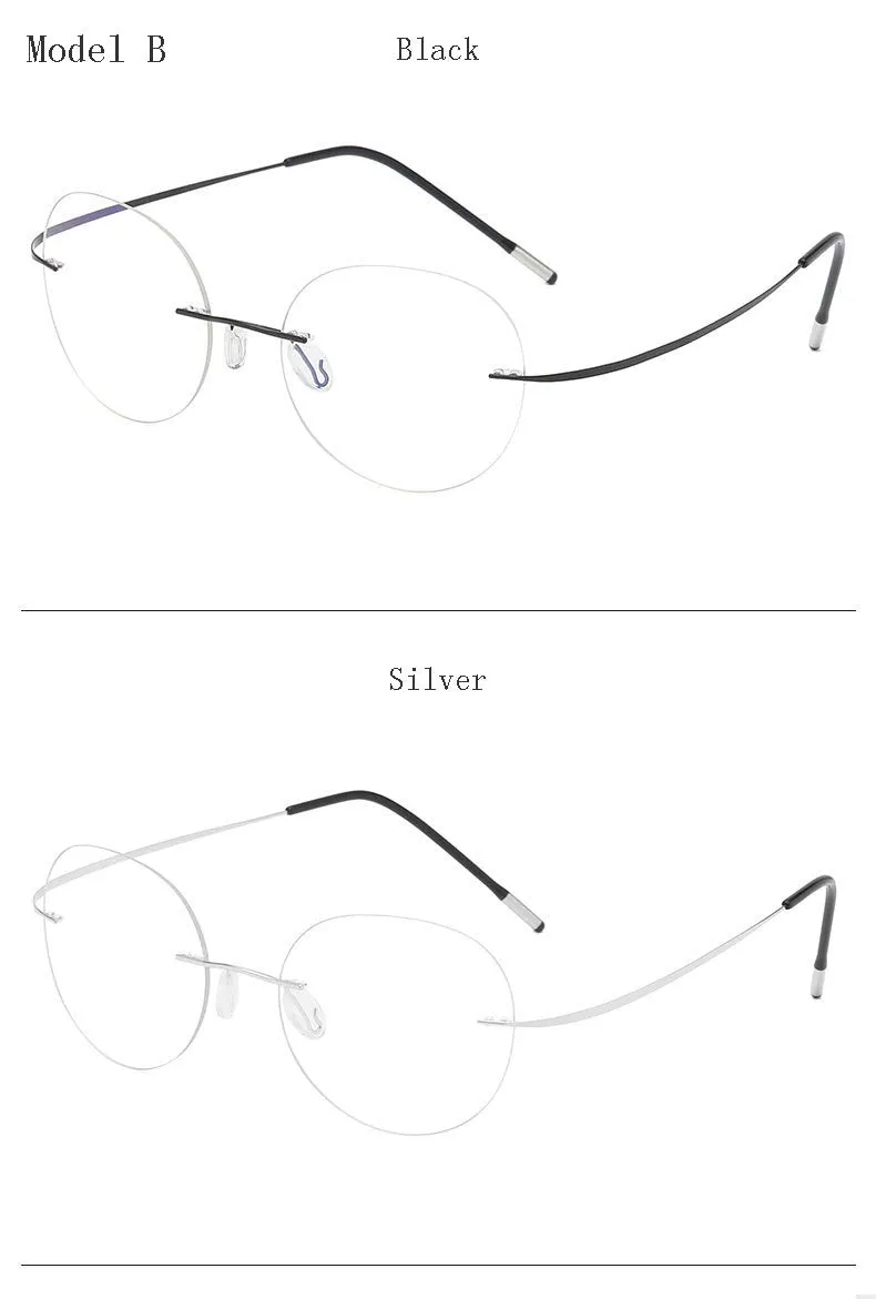 Hdcrafter Unisex Rimless Polygon Round Titanium Frame Eyeglasses 6001-6002