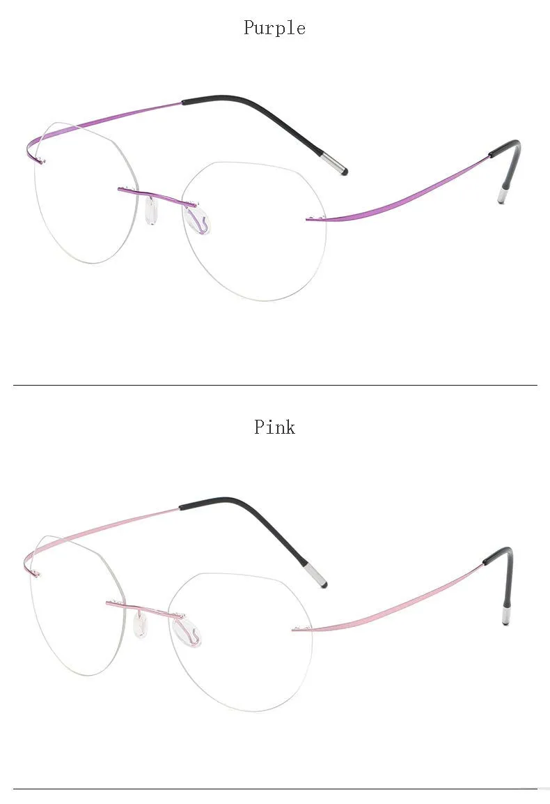 Hdcrafter Unisex Rimless Polygon Round Titanium Frame Eyeglasses 6001-6002