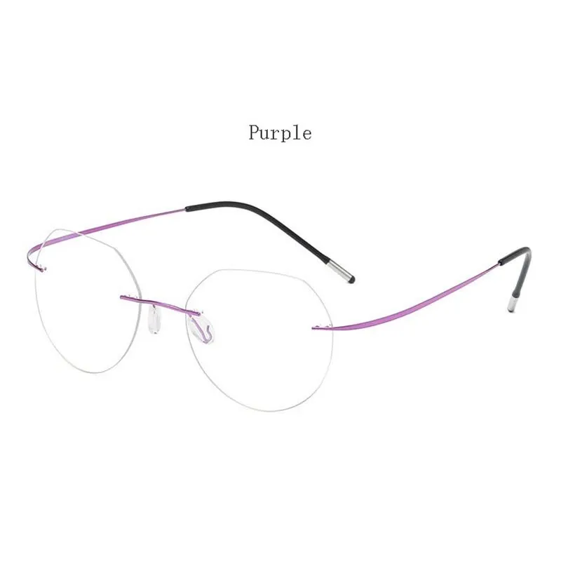 Hdcrafter Unisex Rimless Polygon Round Titanium Frame Eyeglasses 6001-6002
