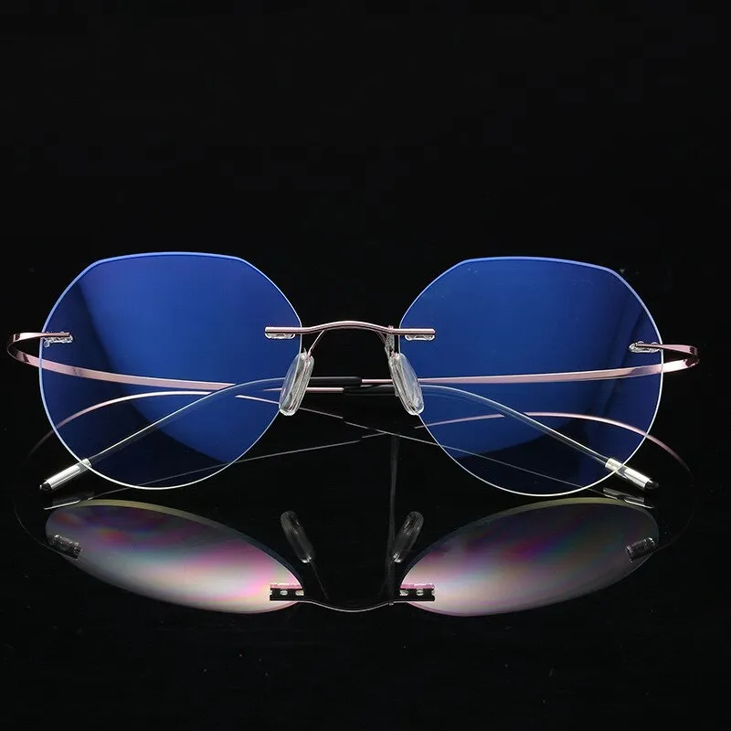 Hdcrafter Unisex Rimless Polygon Round Titanium Frame Eyeglasses 6001-6002