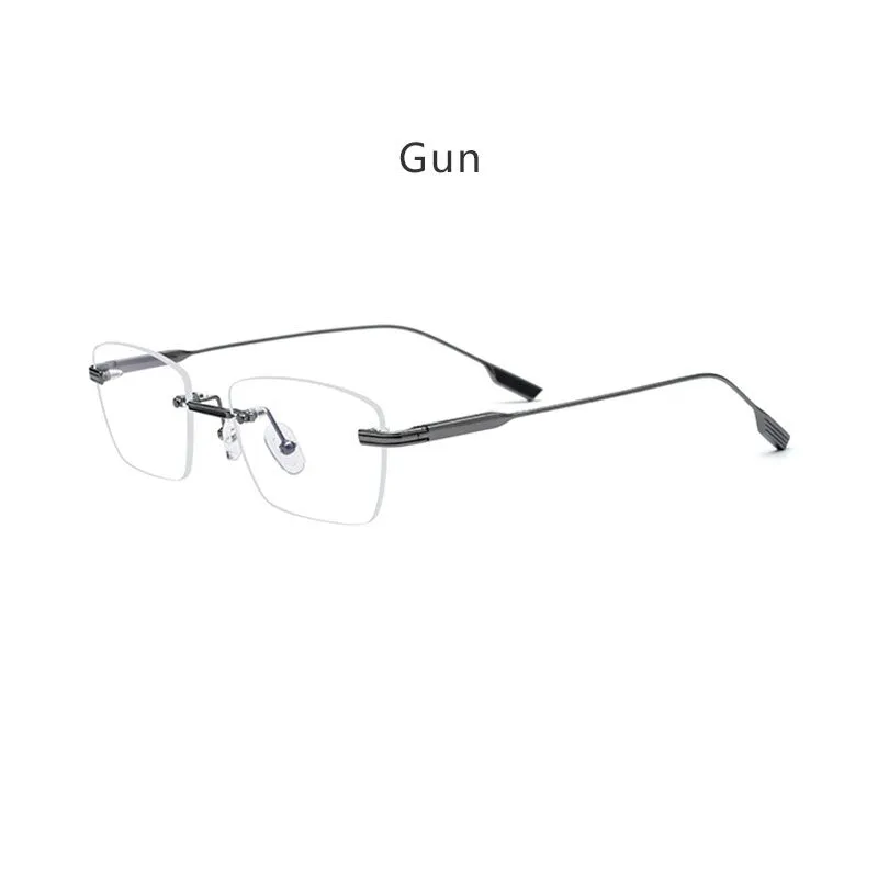 Hdcrafter Unisex Rimless Polygon Square Titanium Eyeglasses 10093