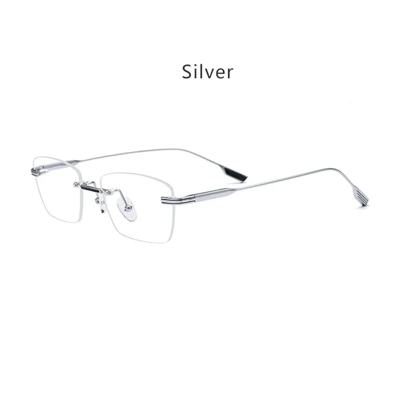 Hdcrafter Unisex Rimless Polygon Square Titanium Eyeglasses 10093
