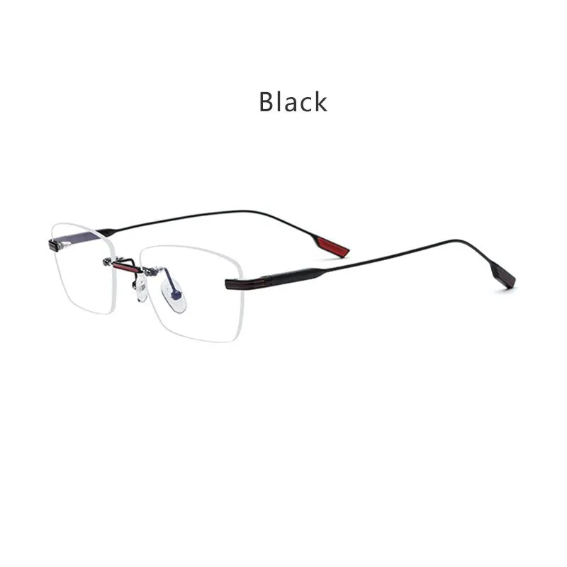 Hdcrafter Unisex Rimless Polygon Square Titanium Eyeglasses 10093