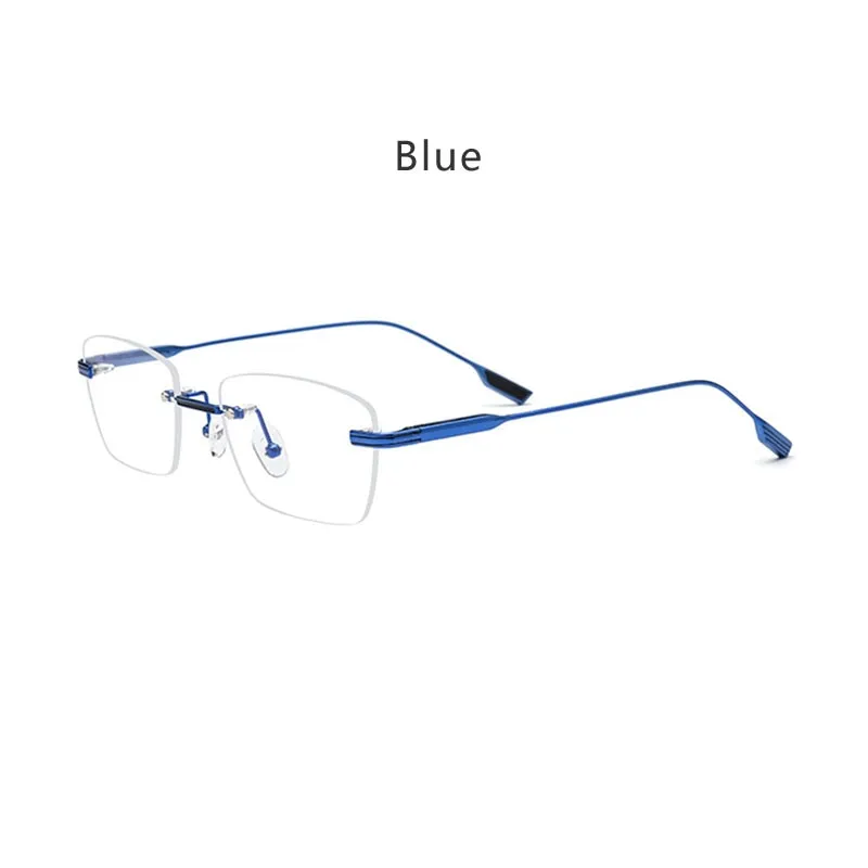 Hdcrafter Unisex Rimless Polygon Square Titanium Eyeglasses 10093