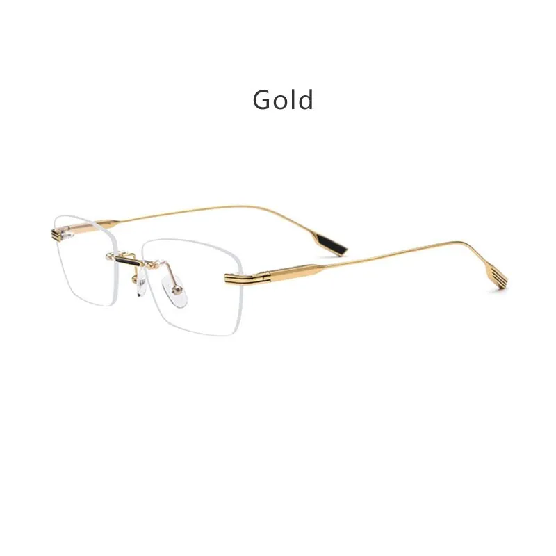 Hdcrafter Unisex Rimless Polygon Square Titanium Eyeglasses 10093