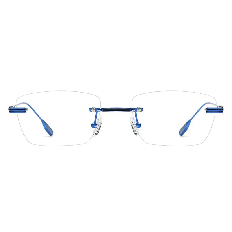 Hdcrafter Unisex Rimless Polygon Square Titanium Eyeglasses 10093