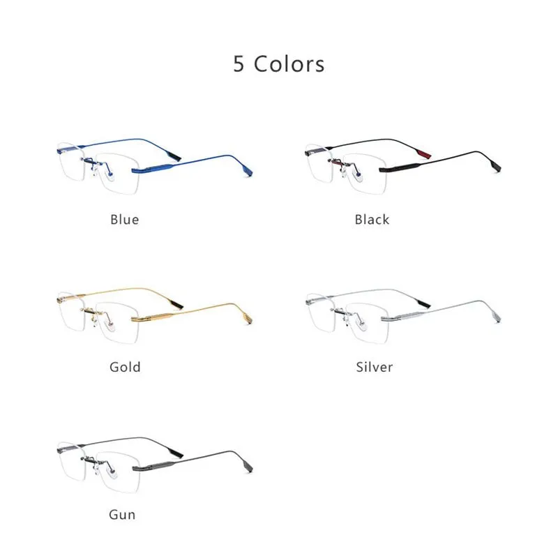 Hdcrafter Unisex Rimless Polygon Square Titanium Eyeglasses 10093