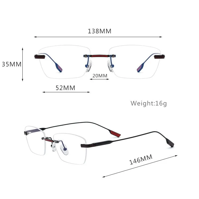 Hdcrafter Unisex Rimless Polygon Square Titanium Eyeglasses 10093