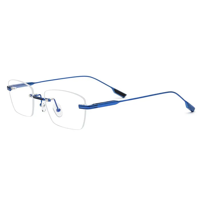 Hdcrafter Unisex Rimless Polygon Square Titanium Eyeglasses 10093