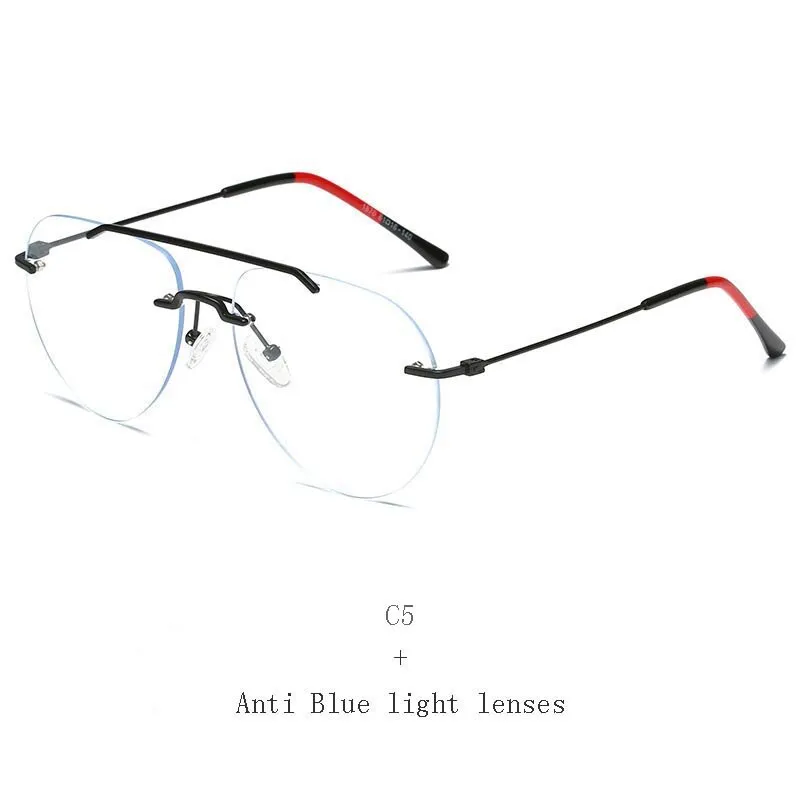 Hdcrafter Unisex Rimless Round Double Bridge Alloy Frame Eyeglasses 81870
